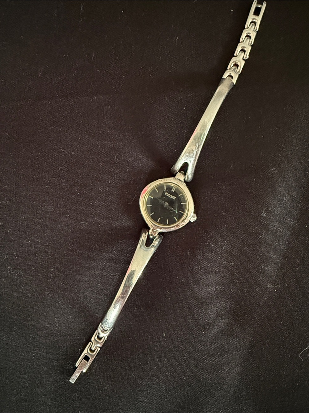 Pulsar Silver Bracelet Watch with Black Dial